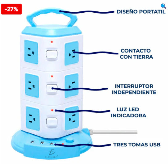 TOMACORRIENTE MULTIFUNCIONAL. 🛒🕙🎁
